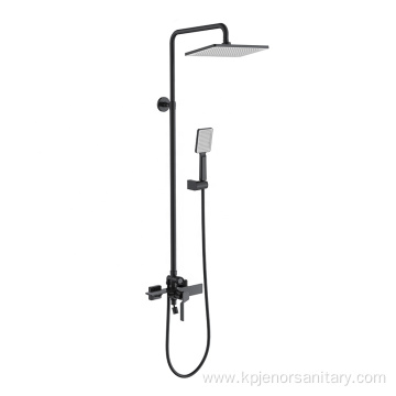 Black Square Handheld Mixer Integral Rain Shower Faucet